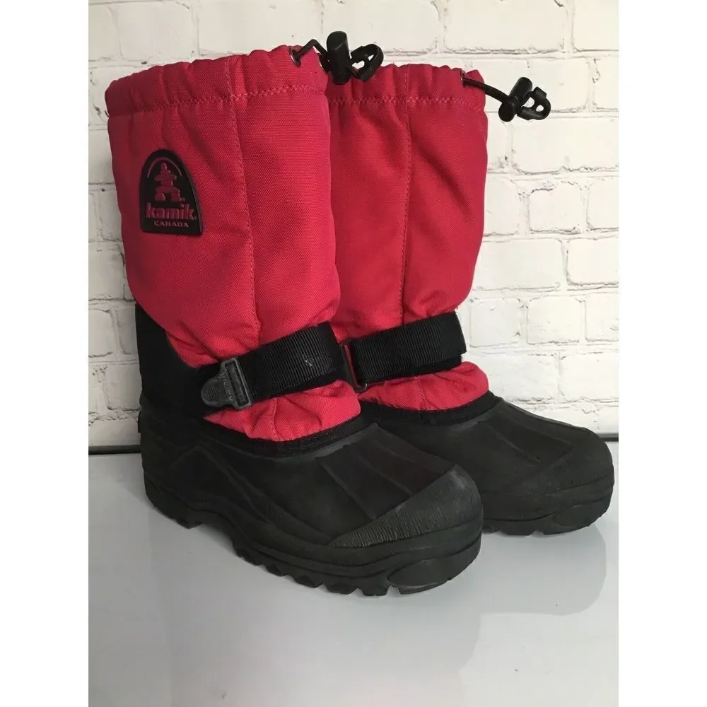 KAMIK Women's Kids Youth‎ size 5 Pink Magenta And Black Duck Winter Snow Boots